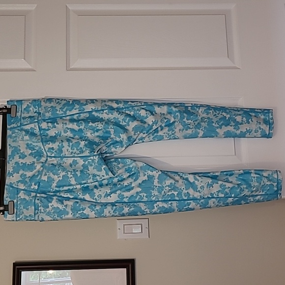 ACX LEGGINGS, workout, gym, active wear, blue on white, high waisted, LG, - Picture 2 of 7